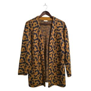 Oddy Animal Print Acrylic Open Front Oversized Cardigan Sz S